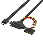 Oculink SFF-8611转SFF-8639+15P SATA 带耳朵 效劳器阵列卡数据线